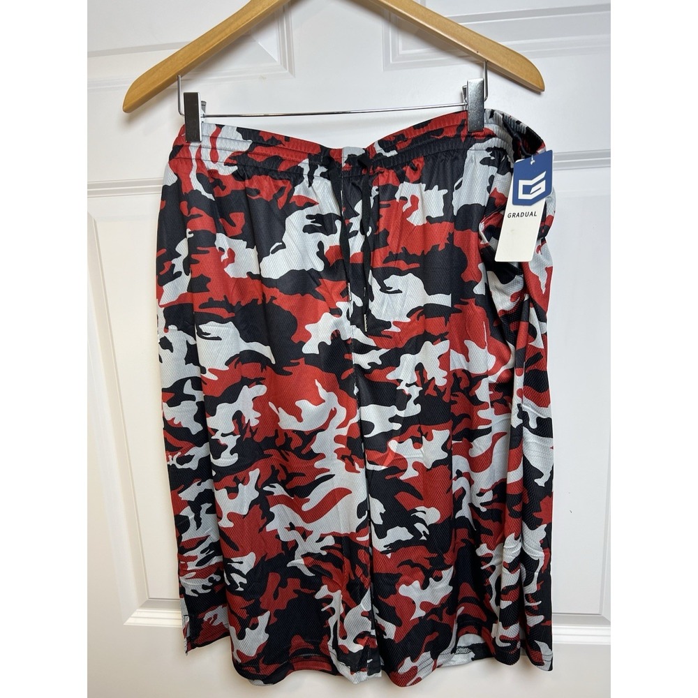 NWT Gradual Men's 4X Red Camo Sweat Shorts Stretch  Elastic Waist Streetwear Gym